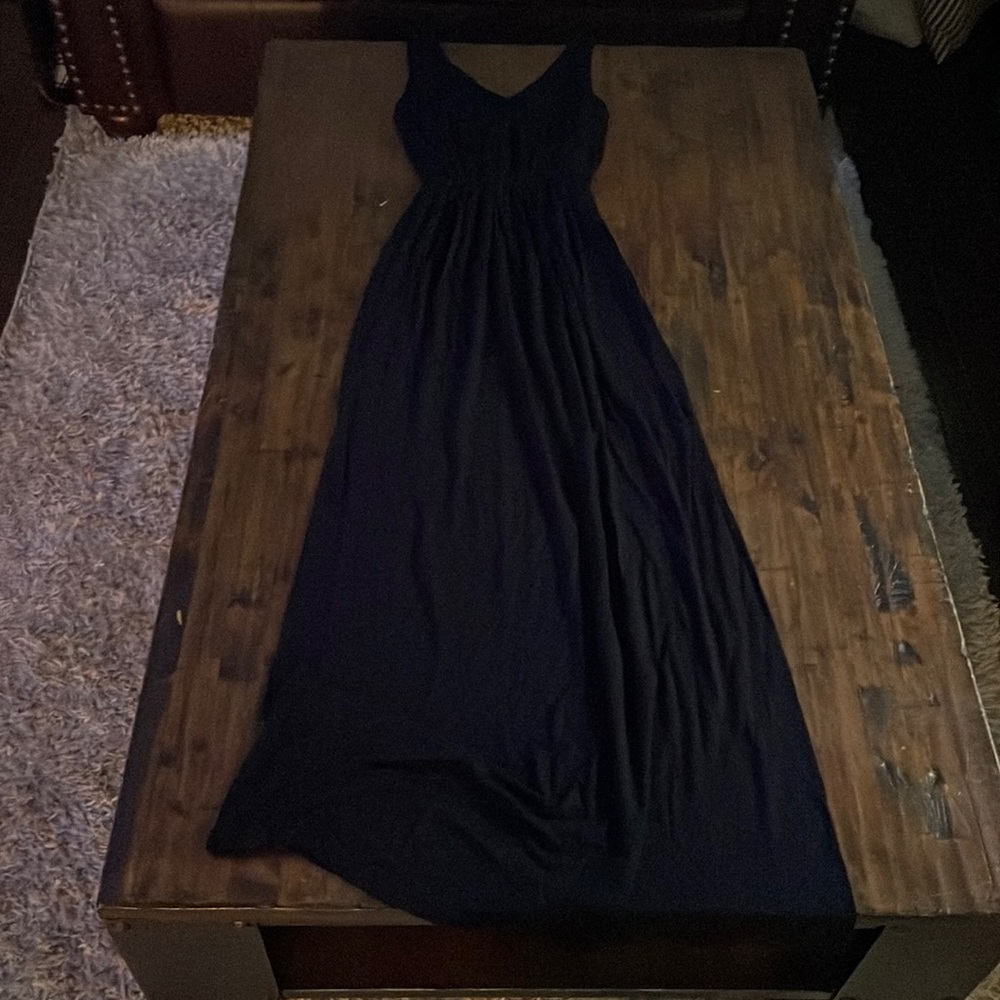 Black Empire Waist V-neck and v-back Maxi Dress - Small